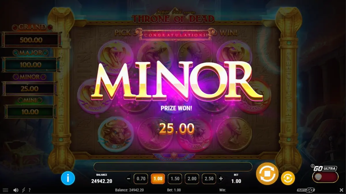 Legion Gold and the Throne of Dead slot game interface